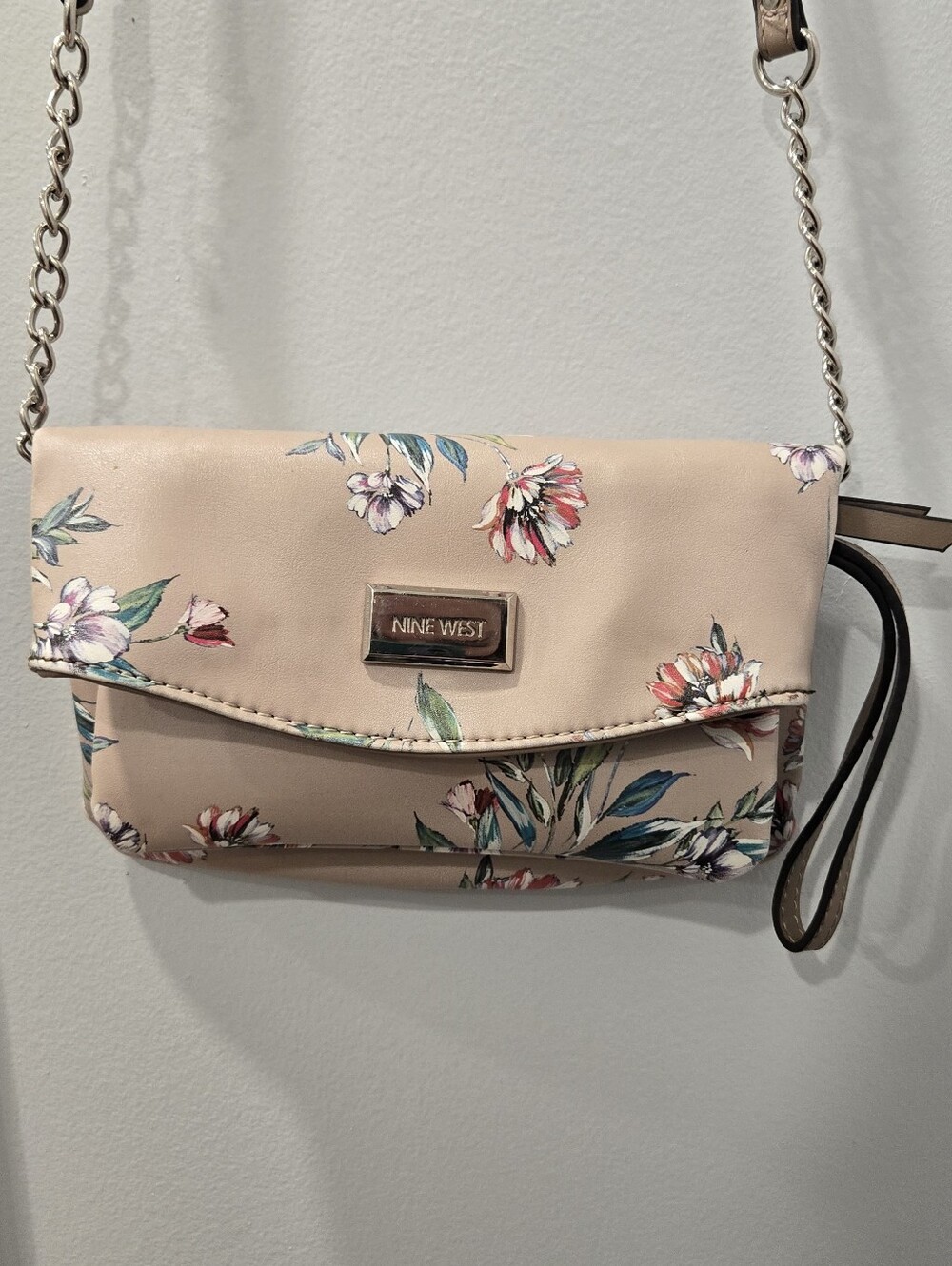 Nine West Floral Crossbody Wallet Bag/Wristlet Clutch - Blush Pink